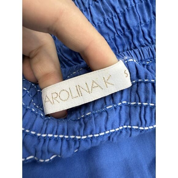 Carolina K KunaβMaxi Dress Blue Boho Tiered Embroidered Bird print Small - Picture 13 of 14